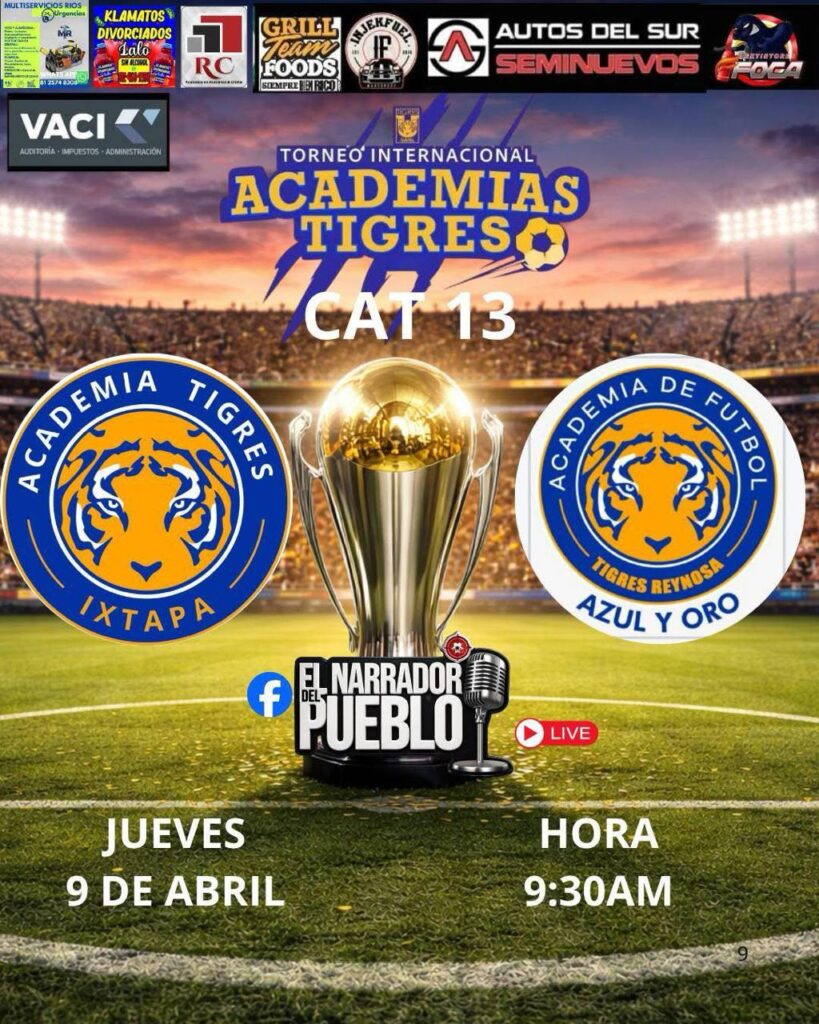 Estamos listos para empezar la competencia de la academia tigres con la Academia Tigres Ixtapa mis estimados ahi nos vemos en la cancha con la señal de mas pasion